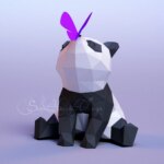 Papercraft de panda mignon et papillon en 3D