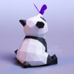 Papercraft de panda mignon et papillon en 3D