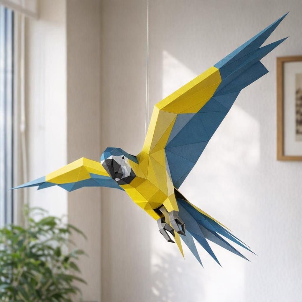 Papercraft de perroquet à suspendre en 3D