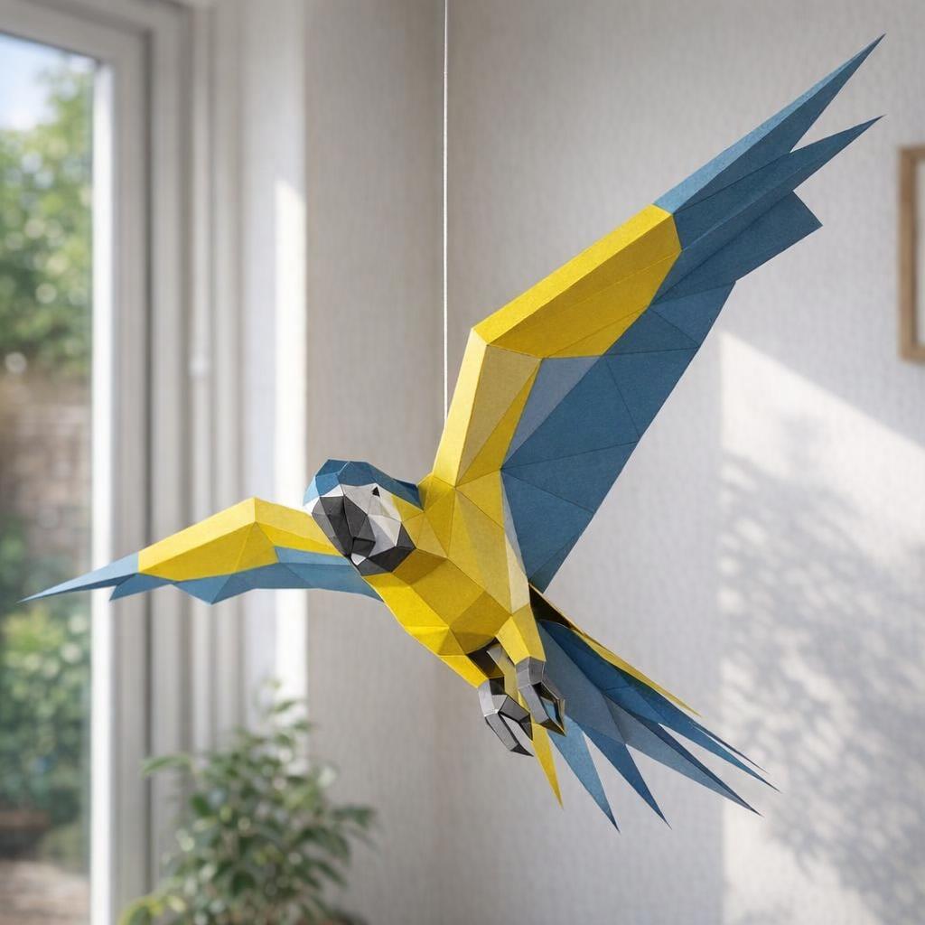 Papercraft de perroquet à suspendre en 3D