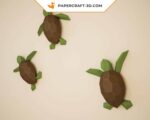 Papercraft de petites tortues marines murales en 3D