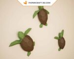 Papercraft de petites tortues marines murales en 3D
