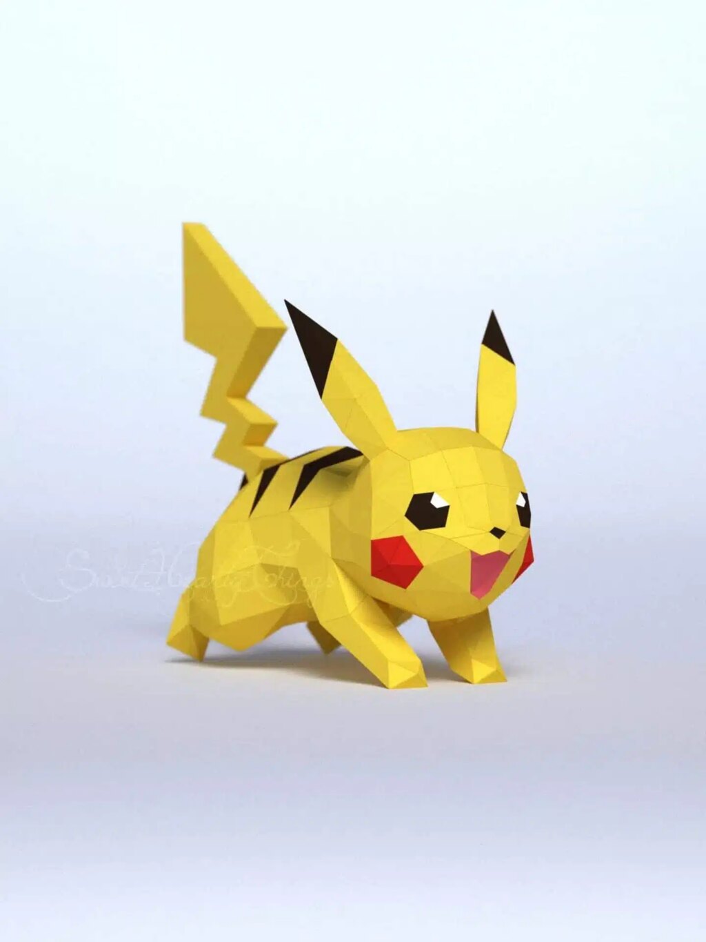 Papercraft de Pikachu qui court en 3D