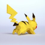 Papercraft de Pikachu qui court en 3D