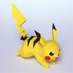 Papercraft de Pikachu qui court en 3D