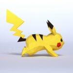 Papercraft de Pikachu qui court en 3D