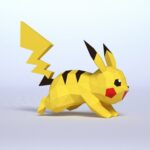 Papercraft de Pikachu qui court en 3D