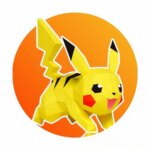 Papercraft de Pikachu qui court en 3D