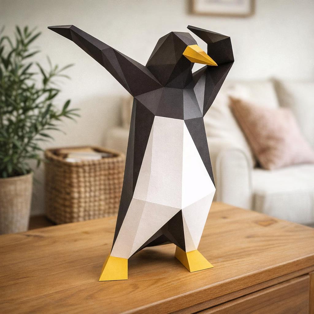 Papercraft de pingouin qui dab en 3D