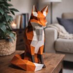 Papercraft de renard assis en 3D