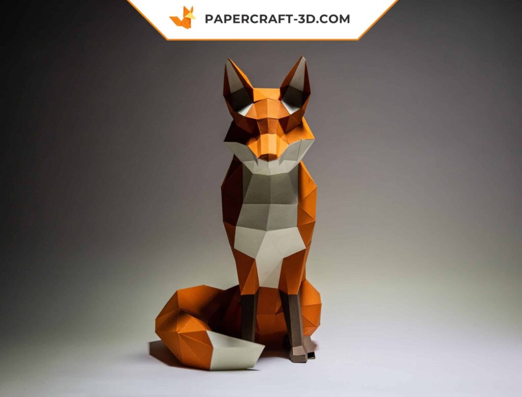 Papercraft de renard assis en 3D