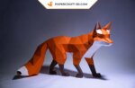 Papercraft de renard marchant en 3D