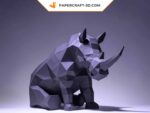 Papercraft de rhinocéros assis en 3D