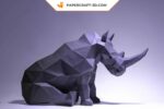 Papercraft de rhinocéros assis en 3D