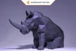 Papercraft de rhinocéros assis en 3D