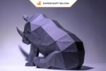 Papercraft de rhinocéros assis en 3D