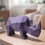Papercraft de rhinocéros simpliste en 3D