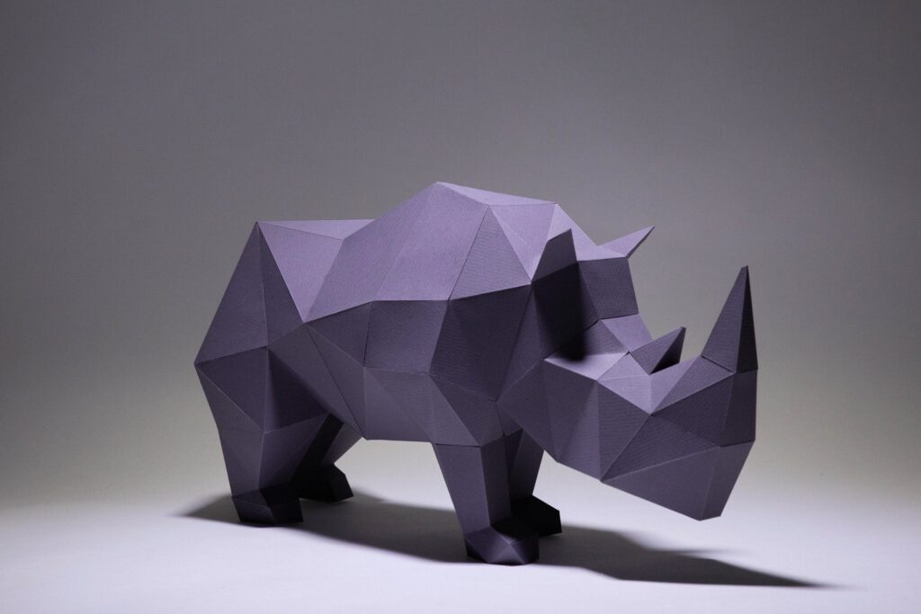 Papercraft de rhinocéros simpliste en 3D