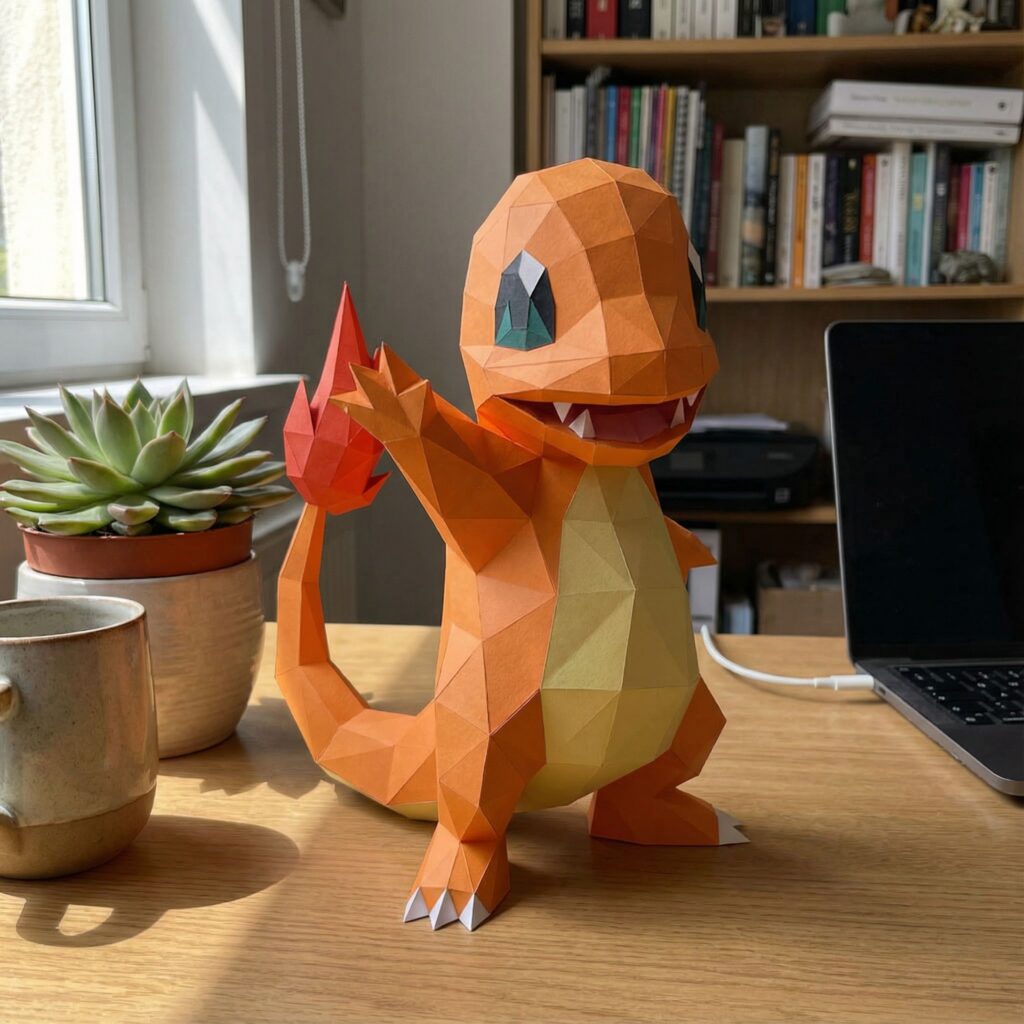 Papercraft de Salamèche Pokémon en origami
