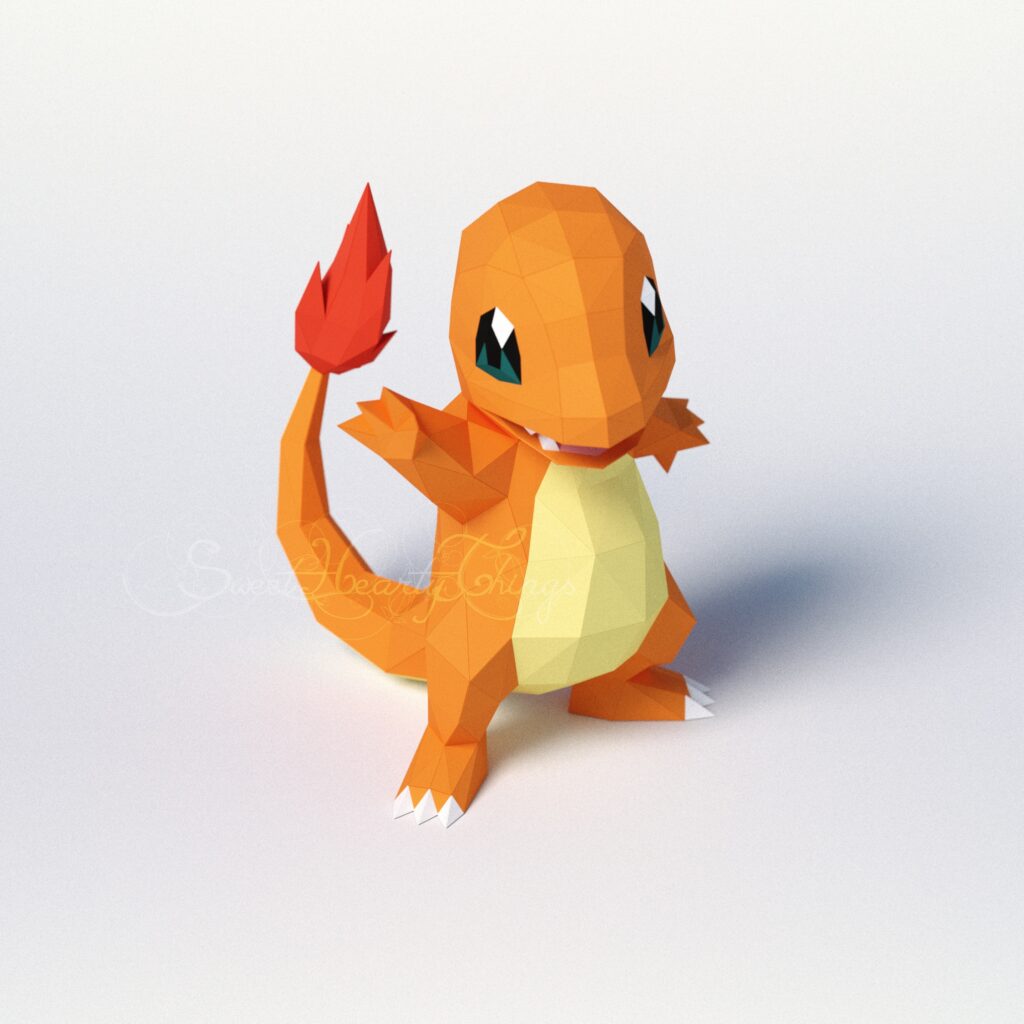 Papercraft de Salamèche Pokémon en origami