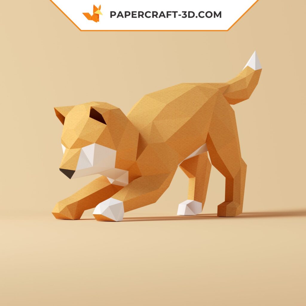Papercraft de Shiba Inu qui fait la révérence en 3D