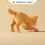 Papercraft de Shiba Inu qui fait la révérence en 3D
