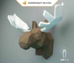 Papercraft de tête d'élan murale en 3D