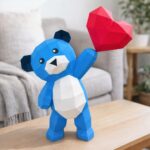 Papercraft d'ours en peluche avec cœur en 3D