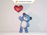 Papercraft d'ours en peluche avec cœur en 3D