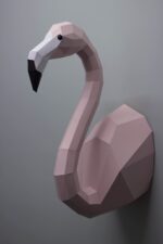 Papercraft flamant rose mural en 3D