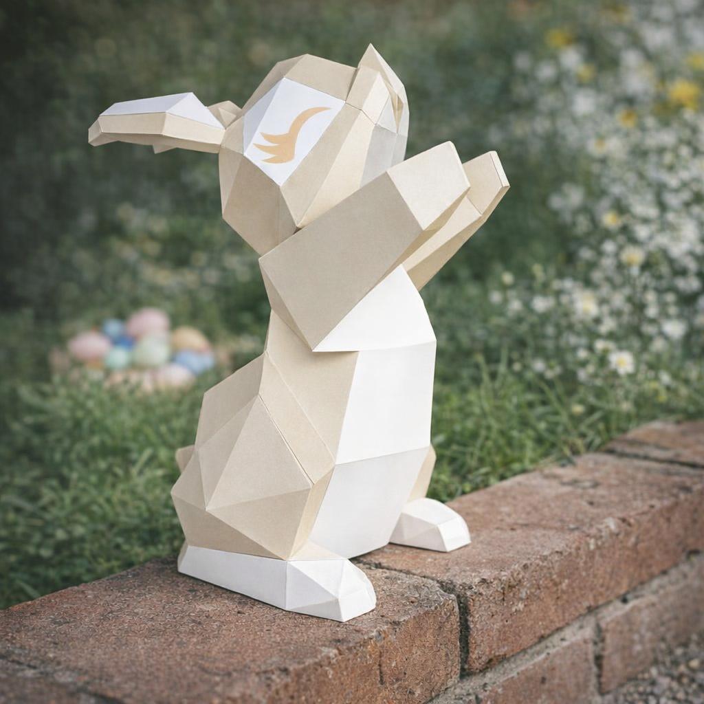 Papercraft lapin de Pâques avec oeuf en 3D