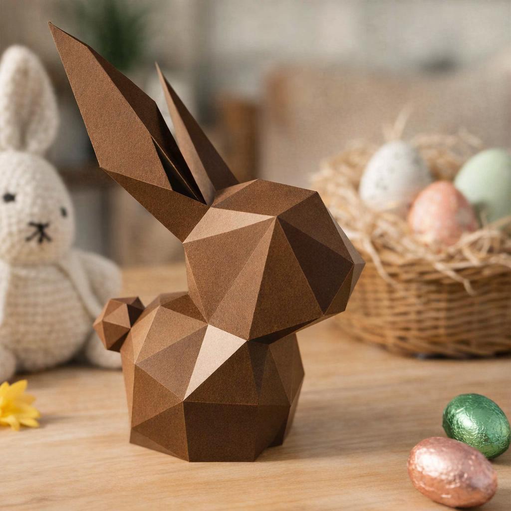 Papercraft lapin de Pâques dans son oeuf en 3D