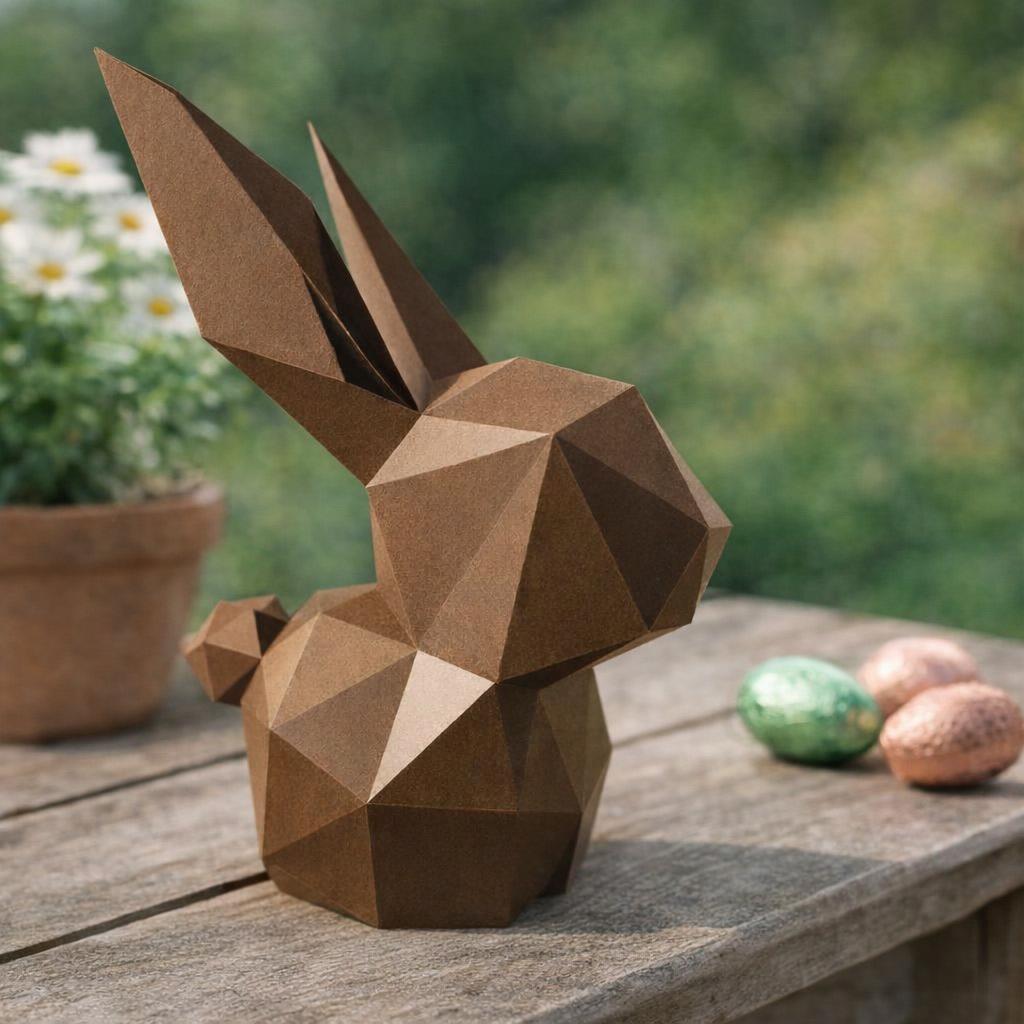 Papercraft lapin de Pâques dans son oeuf en 3D