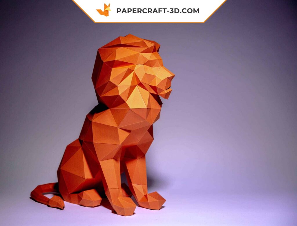 Papercraft lion assis en 3D