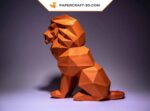Papercraft lion assis en 3D