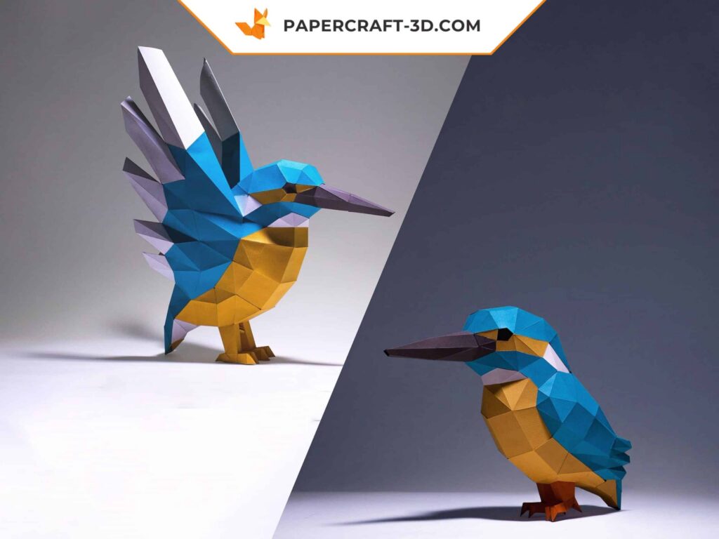 Papercraft martin-pêcheur en 3D