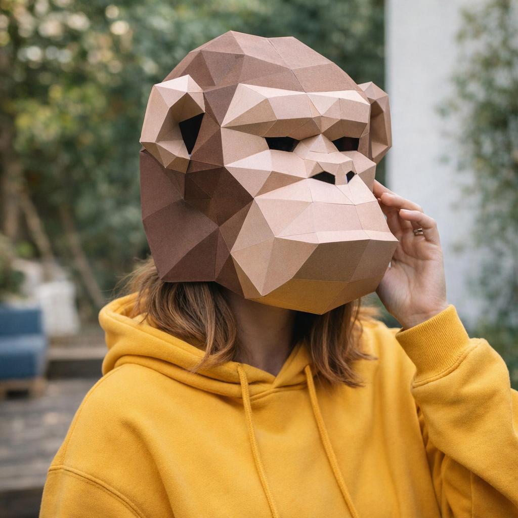 Papercraft masque de chimpanzé en 3D