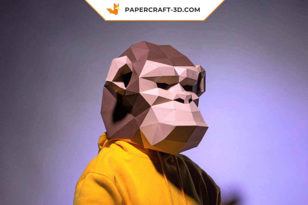 Papercraft masque de chimpanzé en 3D