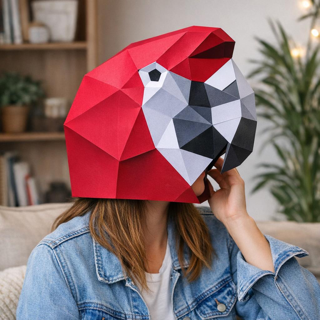Papercraft masque de perroquet en 3D