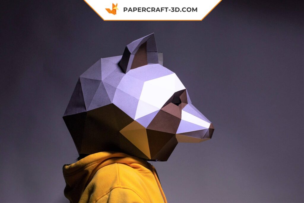 Papercraft masque de raton laveur en 3D