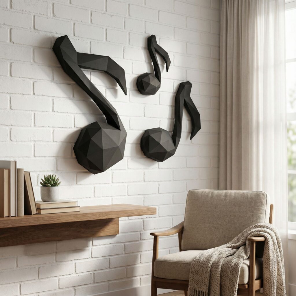 Papercraft notes de musique clé de sol en origami