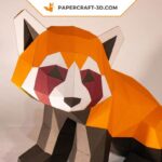 Papercraft panda roux assis en origami