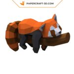 Papercraft panda roux mural sur sa branche en 3D