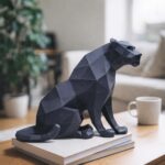 Papercraft panthère noire assise en origami
