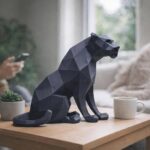 Papercraft panthère noire assise en origami