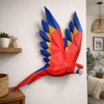 Papercraft perroquet mural majestueux en origami