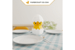 Papercraft poussin dans un œuf en 3D