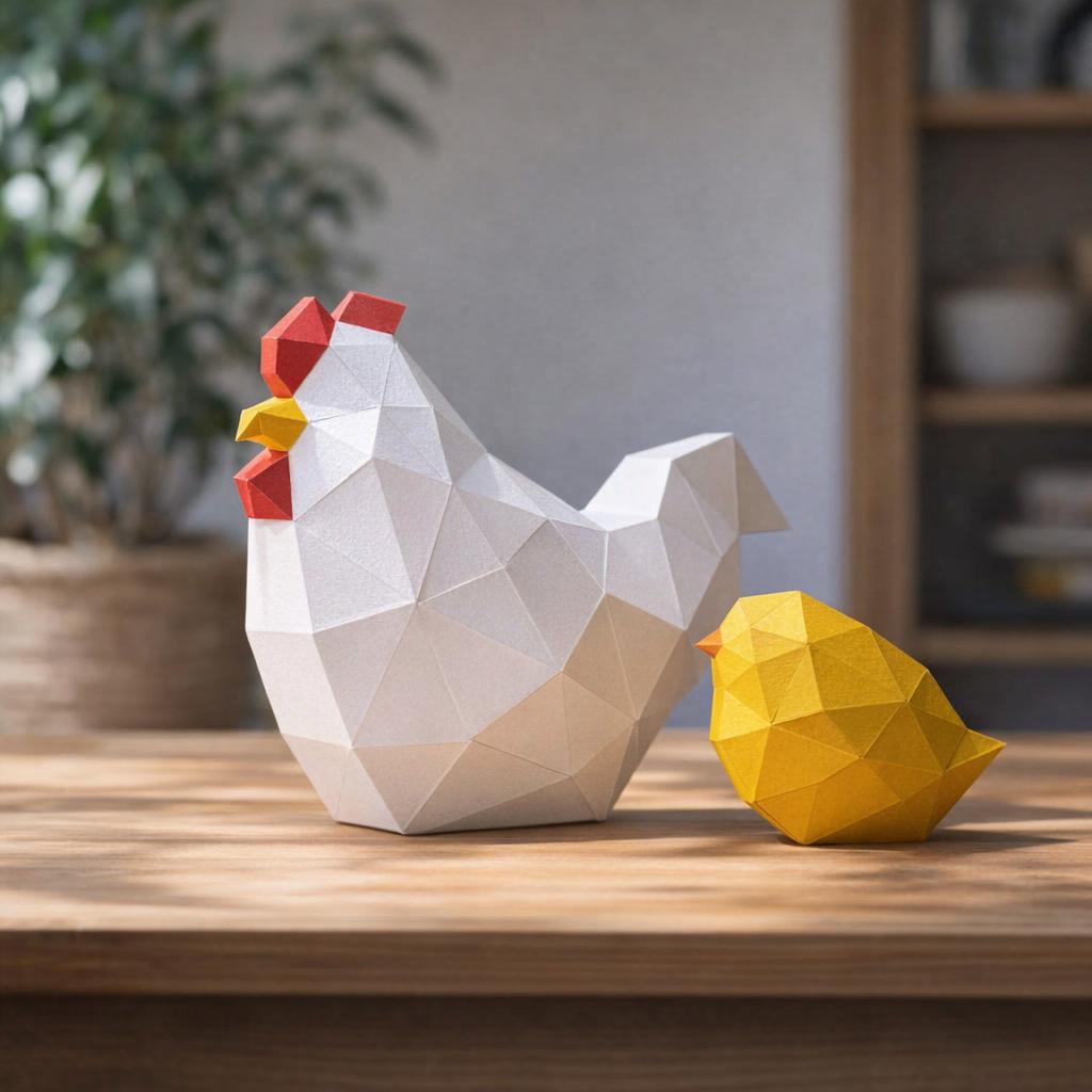 Papercraft poussin et sa poule en 3D