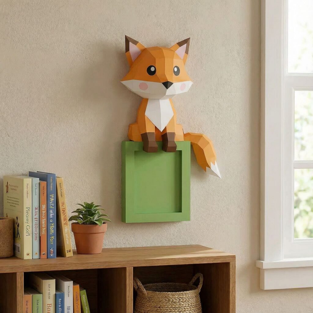 Papercraft renard assis en 3D