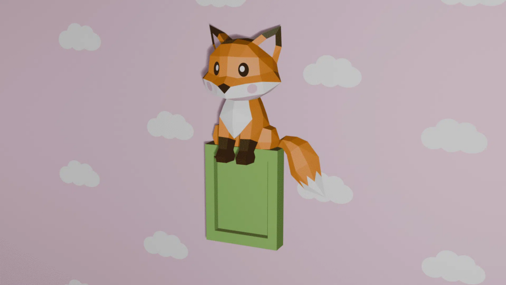 Papercraft renard assis en 3D